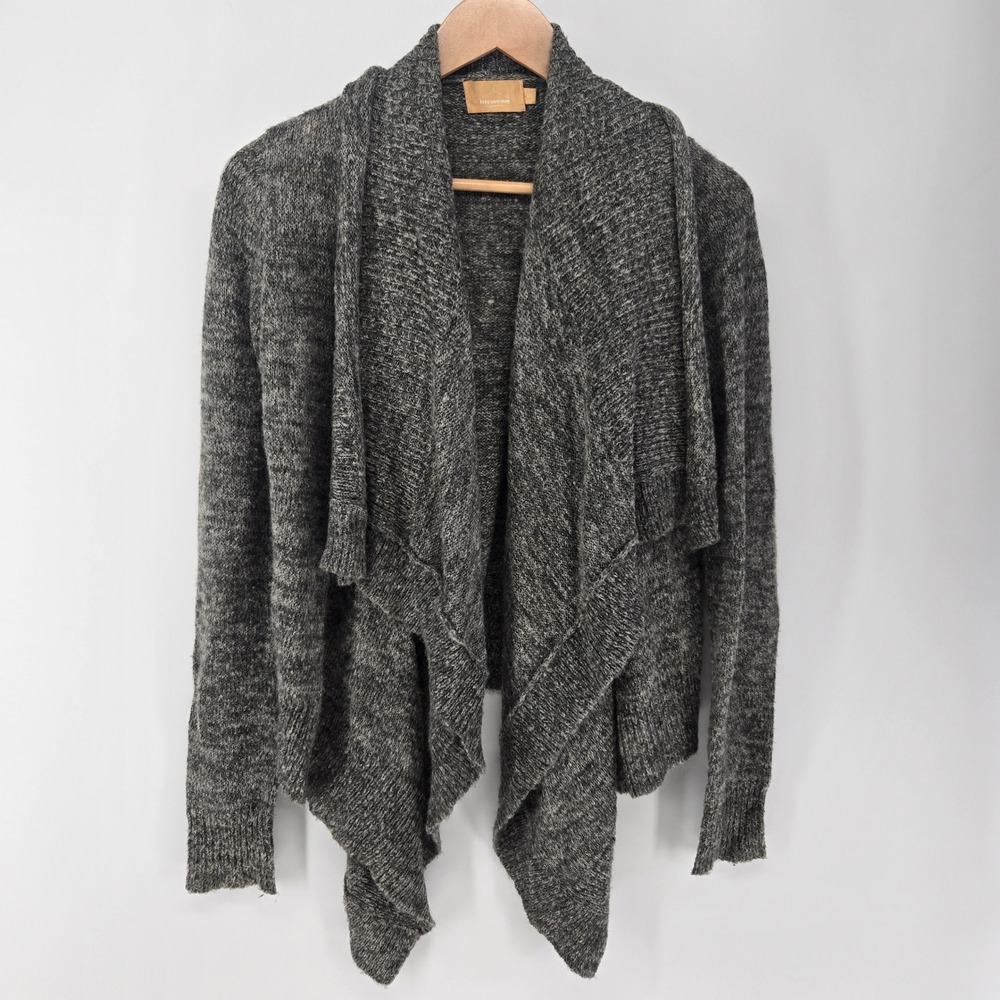 Lazy Sweater Cardigan Women S Gray Mohair Wool Blend Draped Waterfall